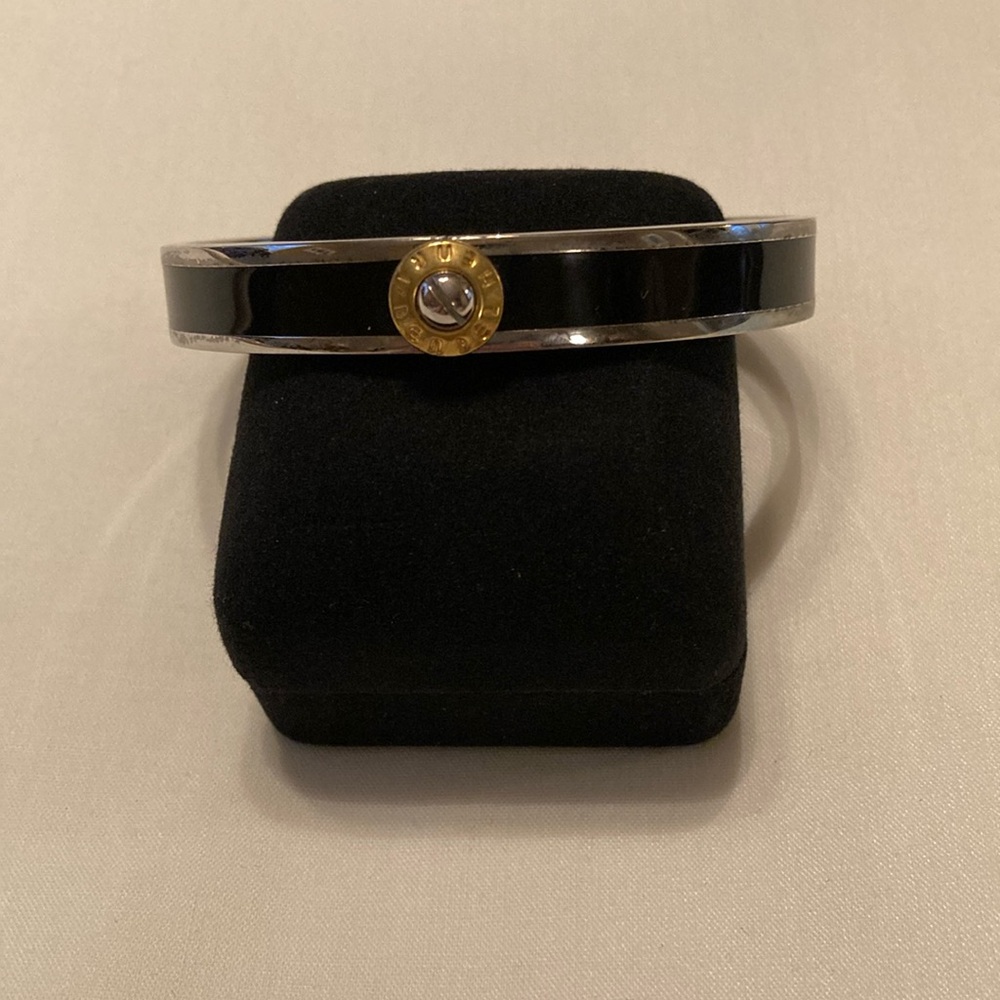 Henri Bendel Enamel Bangle Bracelet, silvertone